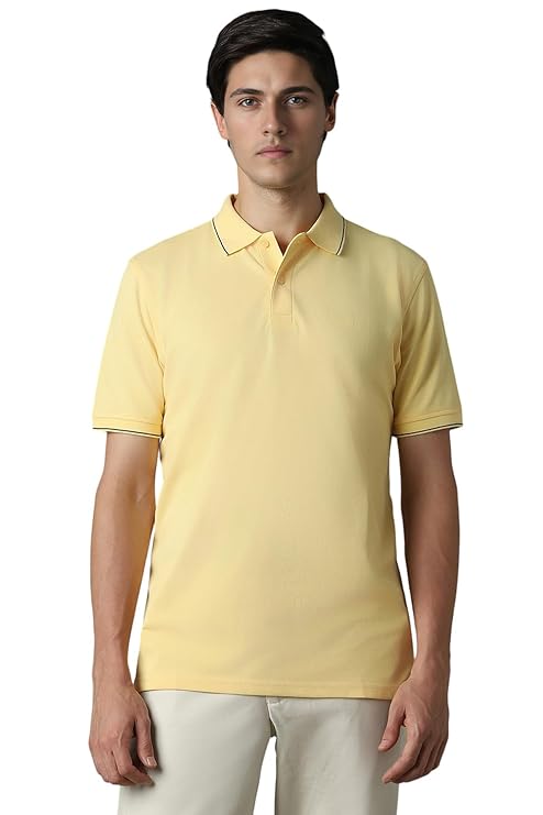 Louis Philippe Men's Cotton Regular Fit Solid Added Stretch for Comfort T-Shirt