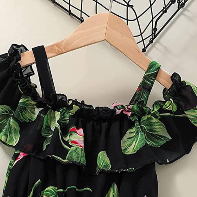 Buy & Try by Dharmikaay Girl's Lycra Floral Printed Frock Dress for Girls Short Frock Baby Princess Western Dresses| Stylish Fancy Kids Clothing for New Year, Fashion. - Image 4