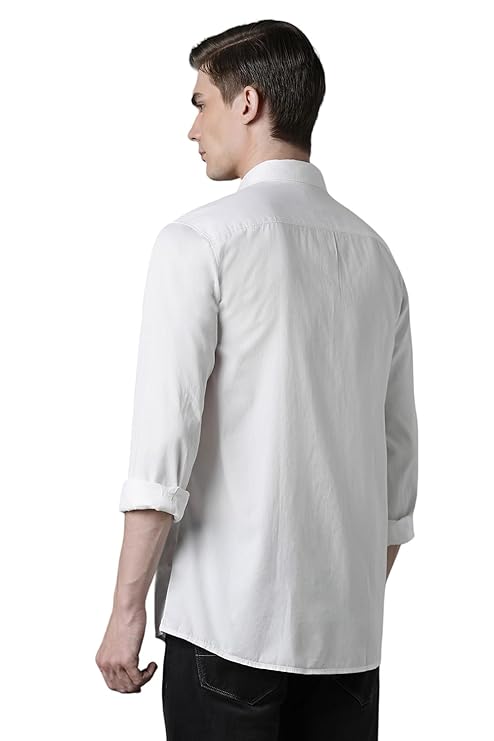 Louis Philippe Men's Over Dyed Solid Premium Slim fit Casual Shirt with Washed Look & Soft Hand Feel - Image 4