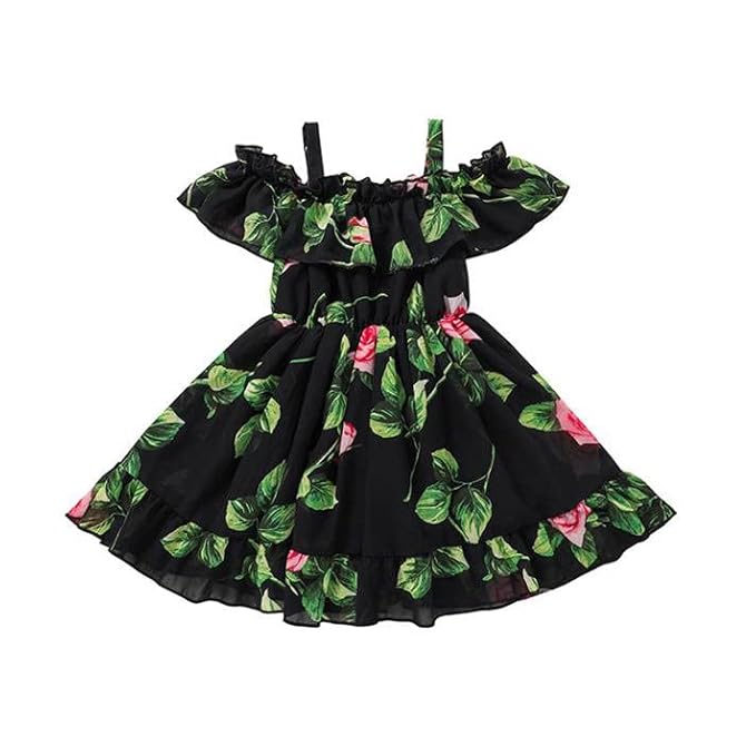 Buy & Try by Dharmikaay Girl's Lycra Floral Printed Frock Dress for Girls Short Frock Baby Princess Western Dresses| Stylish Fancy Kids Clothing for New Year, Fashion. - Image 5