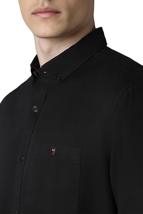 Louis Philippe Men's Over Dyed Solid Premium Slim fit Casual Shirt with Washed Look & Soft Hand Feel - Image 6