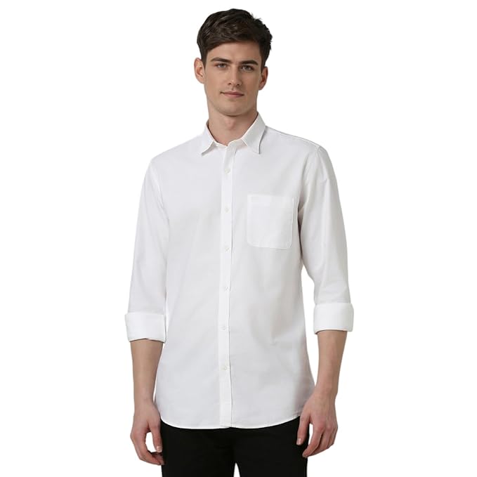 Peter England Men's Classic Slim Fit Full Sleeve Oxford Shirt | 100% Cotton