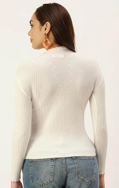 CRAMPLE®Women Knit-Rib Stretchable Winter High Neck Full Sleeves Pull Over Top (One Size Bust 28-34 Inch) - Image 6