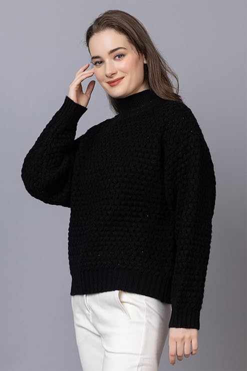 Style Dusk Women's High Neck Pullover Relaxed Fit Sweater for Winter Wear | Full Sleeve 100% Wool Stylish Sweater with Comfort Fit - Image 5