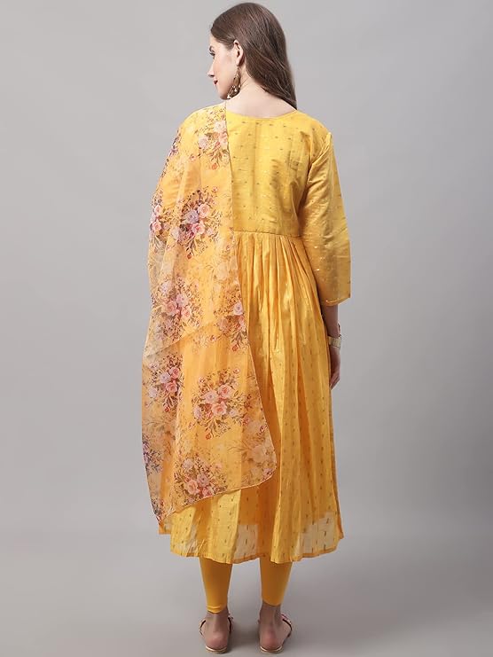 Vrede Vogel Women's Chanderi Kurta with Legging and Dupatta - Image 6