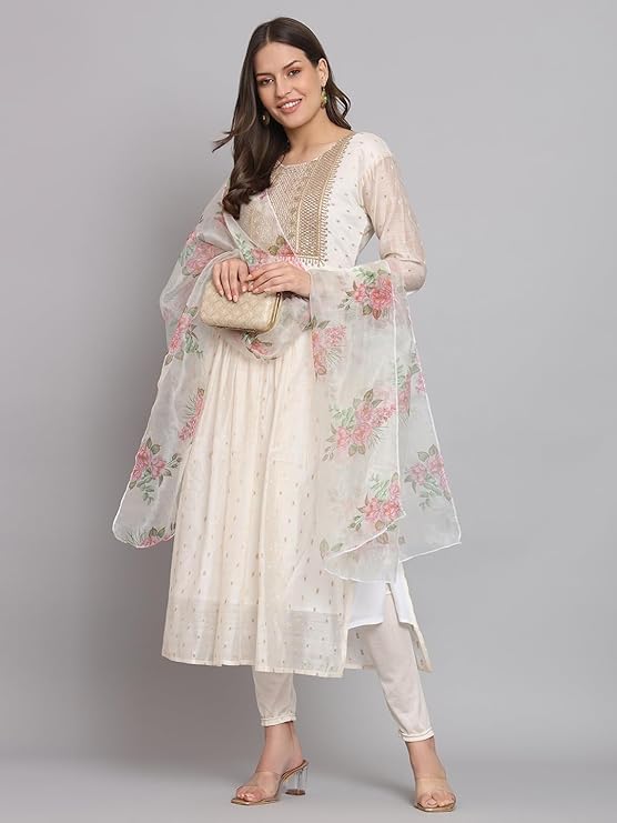 Vrede Vogel Women's Chanderi Kurta with Legging and Dupatta - Image 2