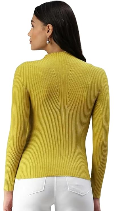 CRAMPLE®Women Knit-Rib Stretchable Winter High Neck Full Sleeves Pull Over Top (One Size Bust 28-34 Inch) - Image 4