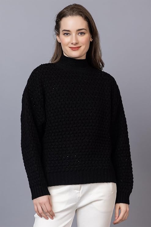 Style Dusk Women's High Neck Pullover Relaxed Fit Sweater for Winter Wear | Full Sleeve 100% Wool Stylish Sweater with Comfort Fit - Image 4
