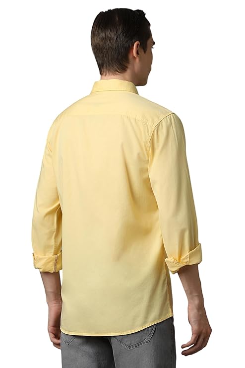 Louis Philippe Men's Over Dyed Solid Premium Slim fit Casual Shirt with Washed Look & Soft Hand Feel - Image 2