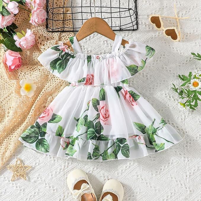 Buy & Try by Dharmikaay Girl's Lycra Floral Printed Frock Dress for Girls Short Frock Baby Princess Western Dresses| Stylish Fancy Kids Clothing for New Year, Fashion.