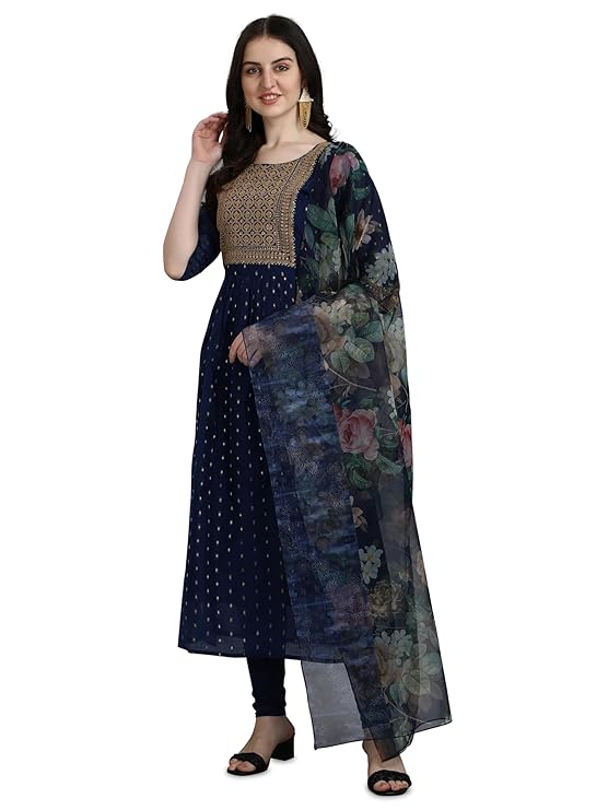 Vrede Vogel Women's Chanderi Kurta with Legging and Dupatta - Image 5